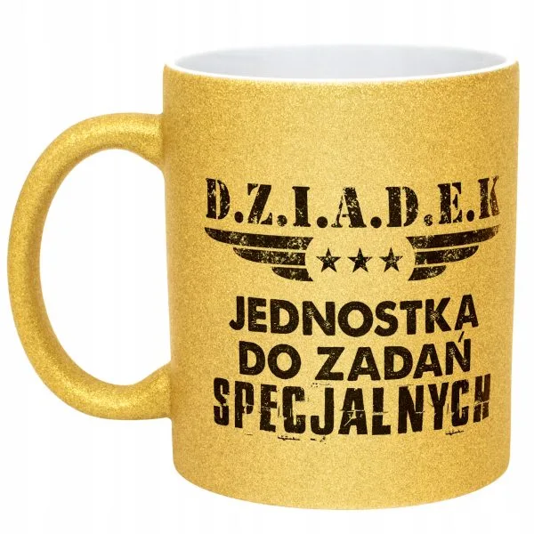 Złoty kubek brokatowy Dzień Dziadka Dla Dziadka Prezent Upominek