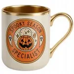 Kubek Premium Złoty Ecru Halloween Spooky Season Dynia Jesień Prezent