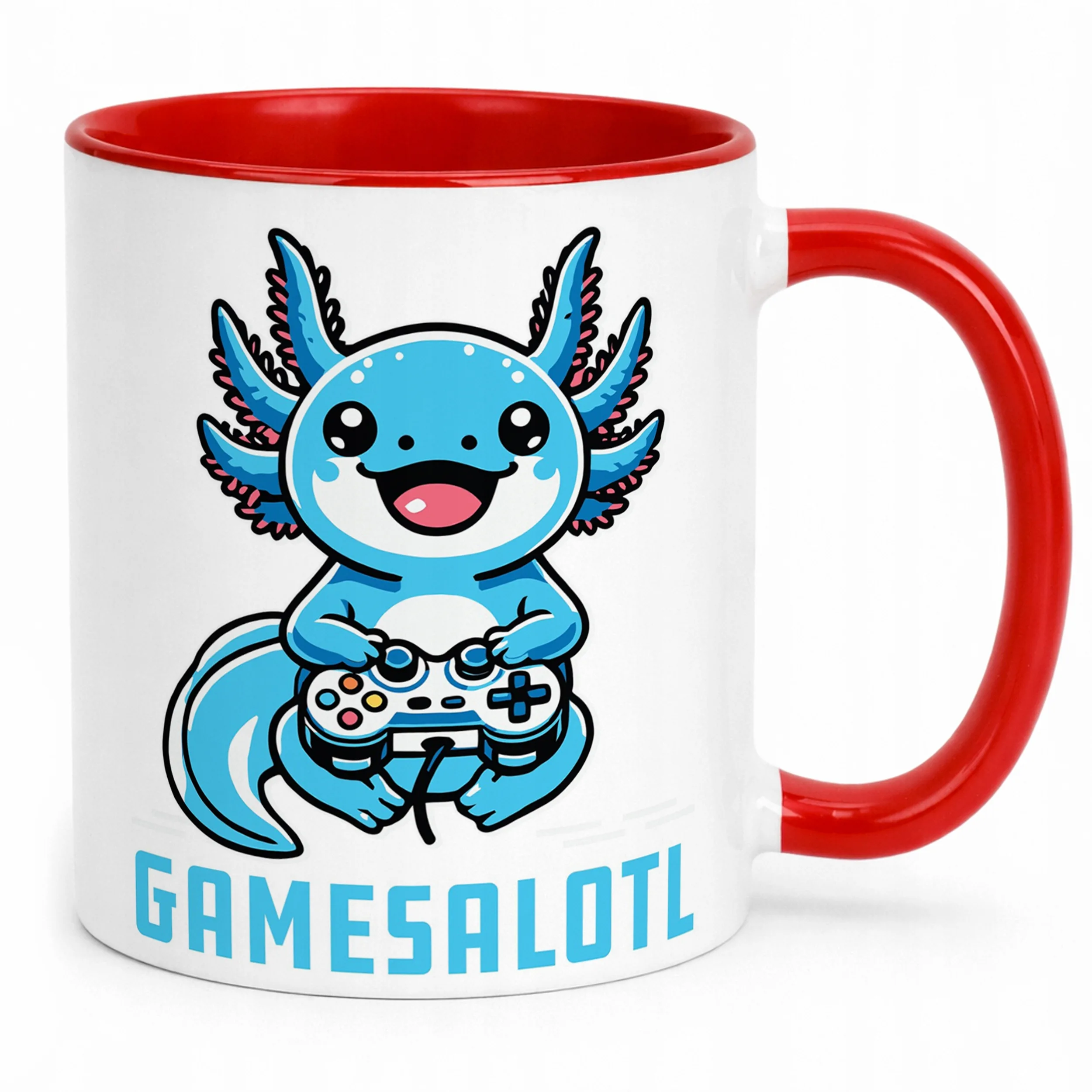 Czerwony kubek z motywem z gry Aksolotl Axolotl Mine craft Różowy