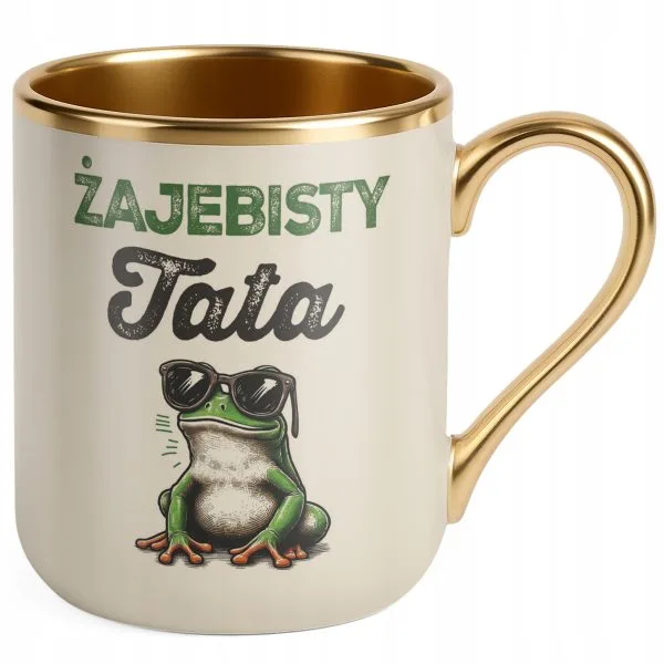 Kubek Premium Złoty Ecru Dzień Ojca Dla Taty Żajebisty Tata Prezent