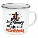 Emaliowany Kubek Garnuszek Bez Kawy Staje Się Wiedźmą Dla Kobiety