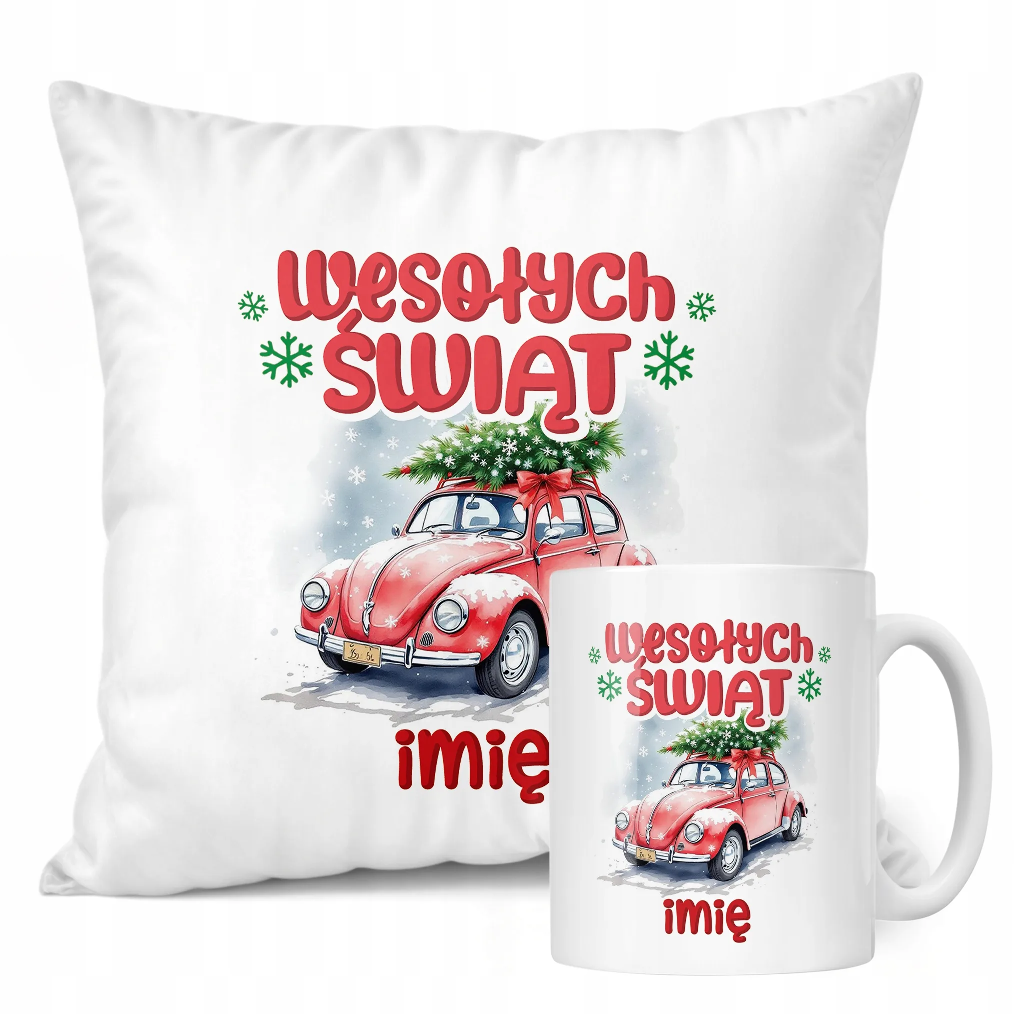 Zestaw Świąteczny Personalizowany Kubek + Poduszka Boże Narodzenie