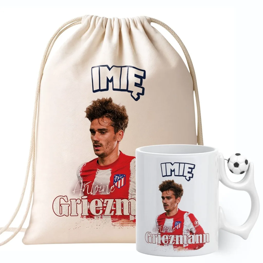 Zestaw personalizowany Kubek Piłkarski + Plecak Griezmann Atlético Madryt