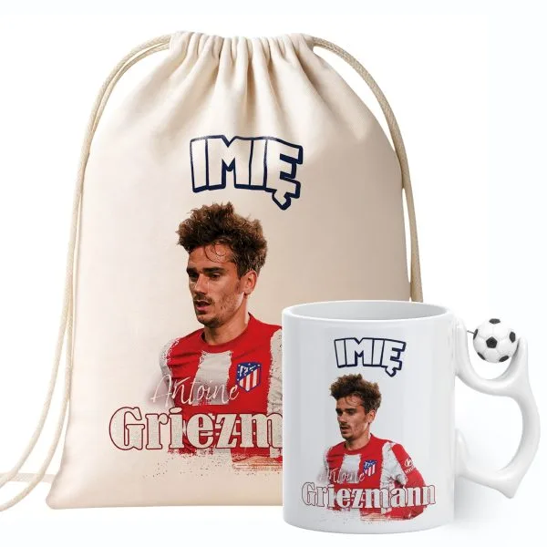 Zestaw personalizowany Kubek Piłkarski + Plecak Griezmann Atlético Madryt