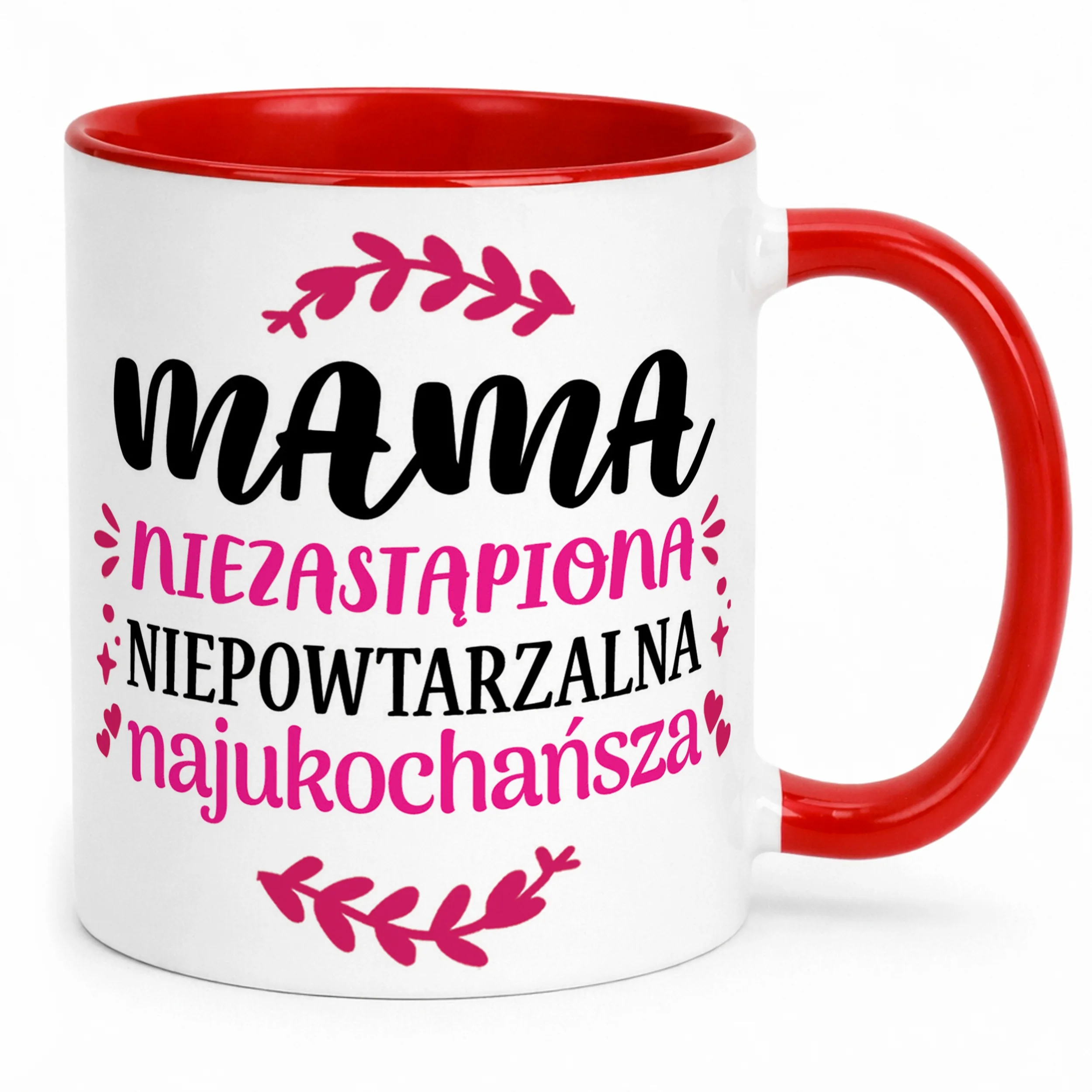 Kubek Czerwony Dzień Matki Dla Mamy Prezent Niezastąpiona Niepowtarzalna