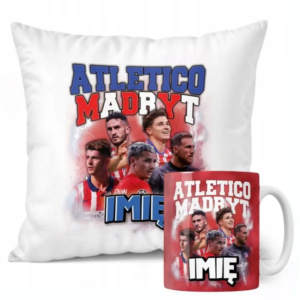 Zestaw personalizowany Kubek + Poduszka Atlético Madryt Griezmann Morata
