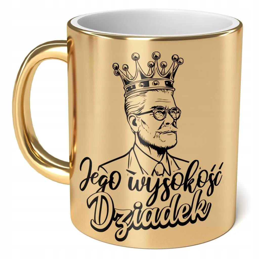 Kubek ceramiczny Złoty 330 ml Dzień Dziadka Prezent Jego Wysokość Dziadek