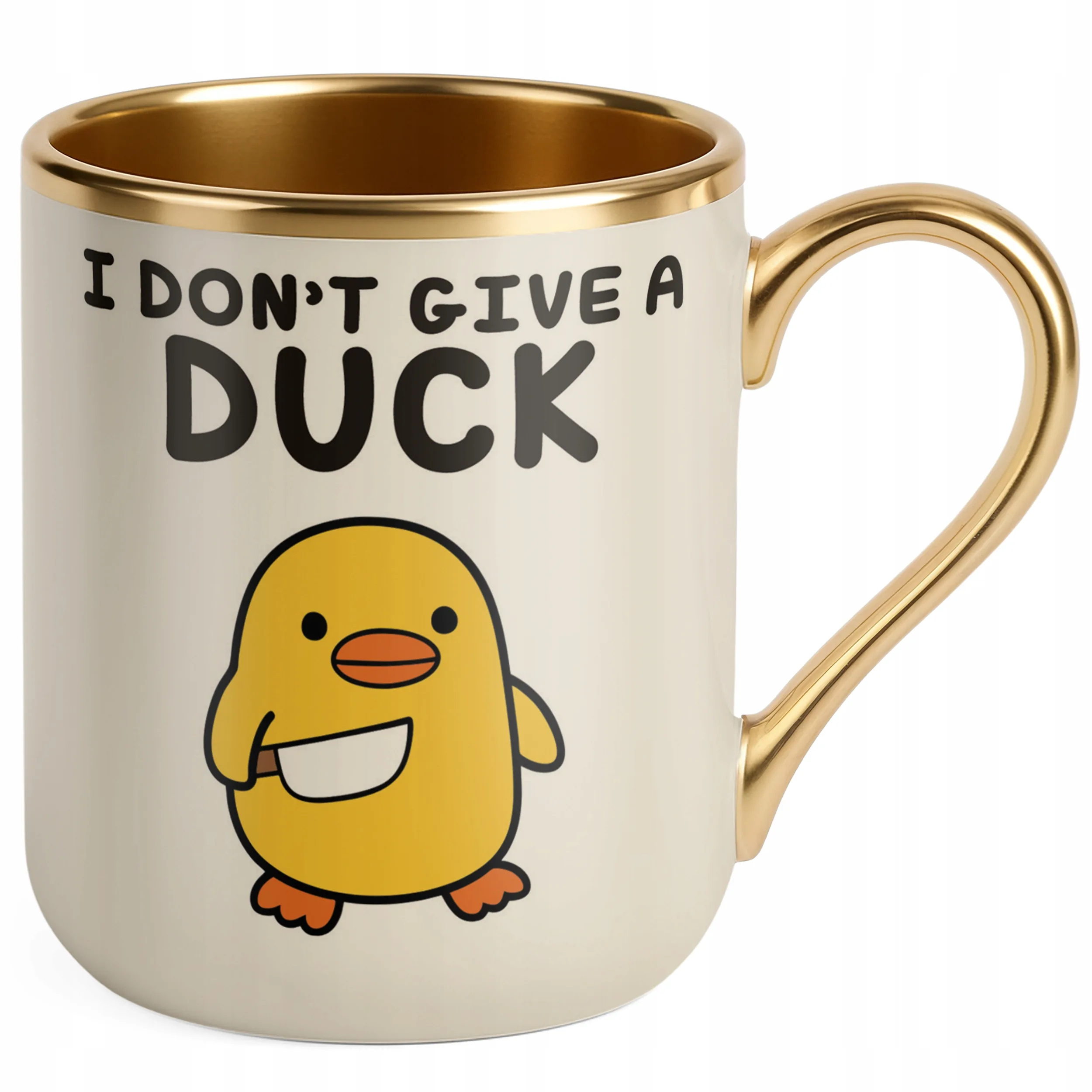 Kubek Premium Złoty Ecru I Don’t Give A Duck Śmieszny Zabawny