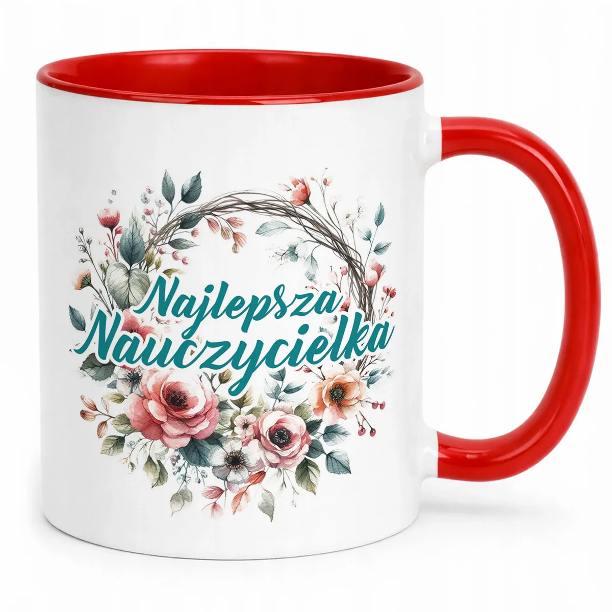Kubek Czerwony Najlepsza Nauczycielka Dzień Nauczyciela Prezent