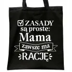 Torba bawełniana czarna na zakupy Dzień Matki Dla Mamy Prezent