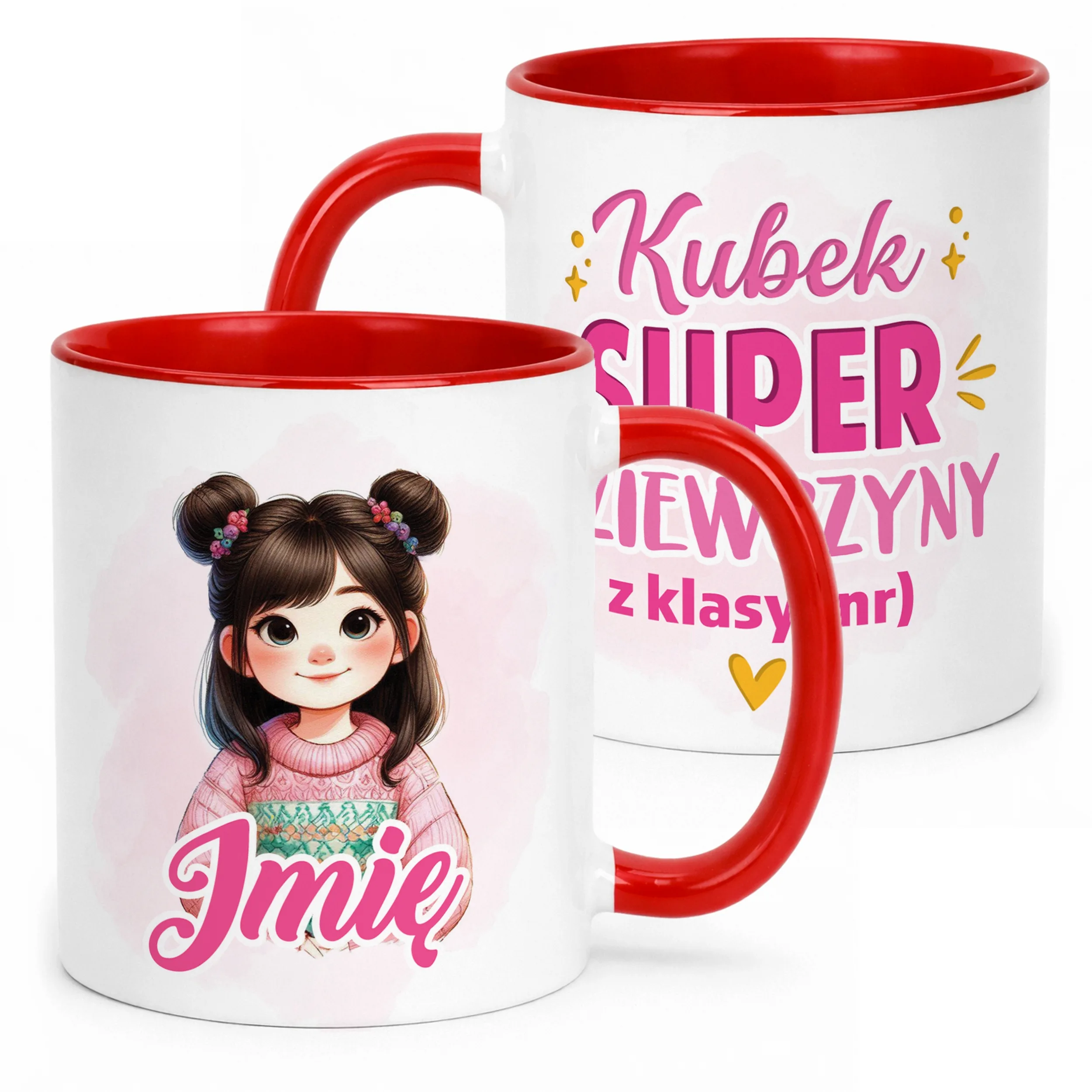 Kubek Czerwony Z Imieniem Klasa Dzień Kobiet Dla Dziewczynki Prezent