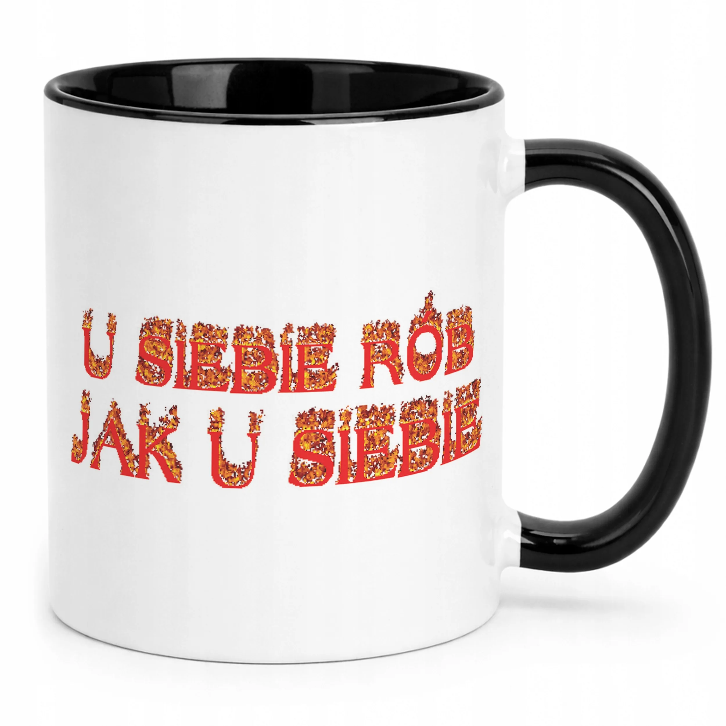 Kubek Czarny U siebie rób jak u siebie Memy Zabawne Prezent