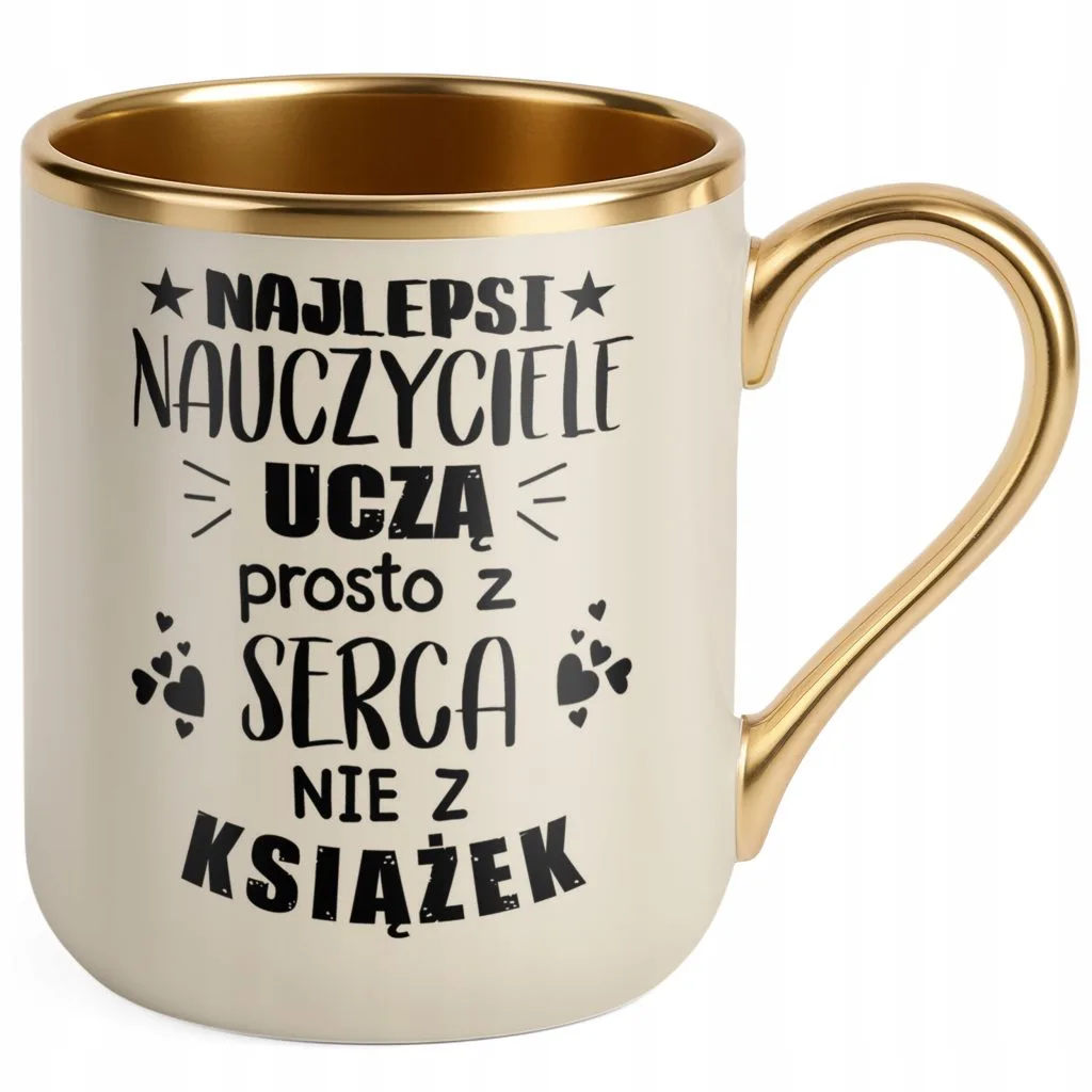 Kubek Premium Złoty Ecru Dzień Nauczyciela Dla Nauczyciela Prezent