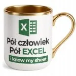 Kubek Premium Złoty Pół Człowiek Pół Excel Zabawny Prezent Praca