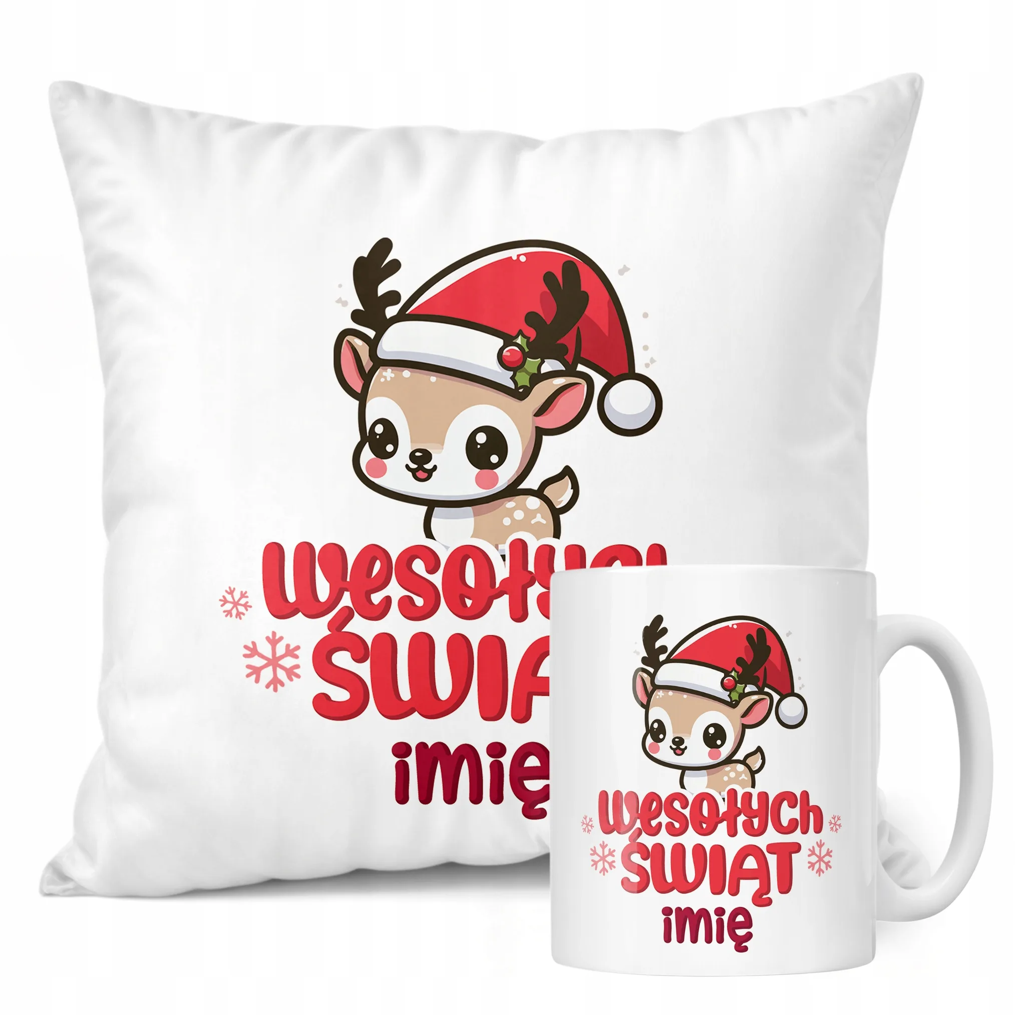 Zestaw Świąteczny Personalizowany Kubek + Poduszka Boże Narodzenie