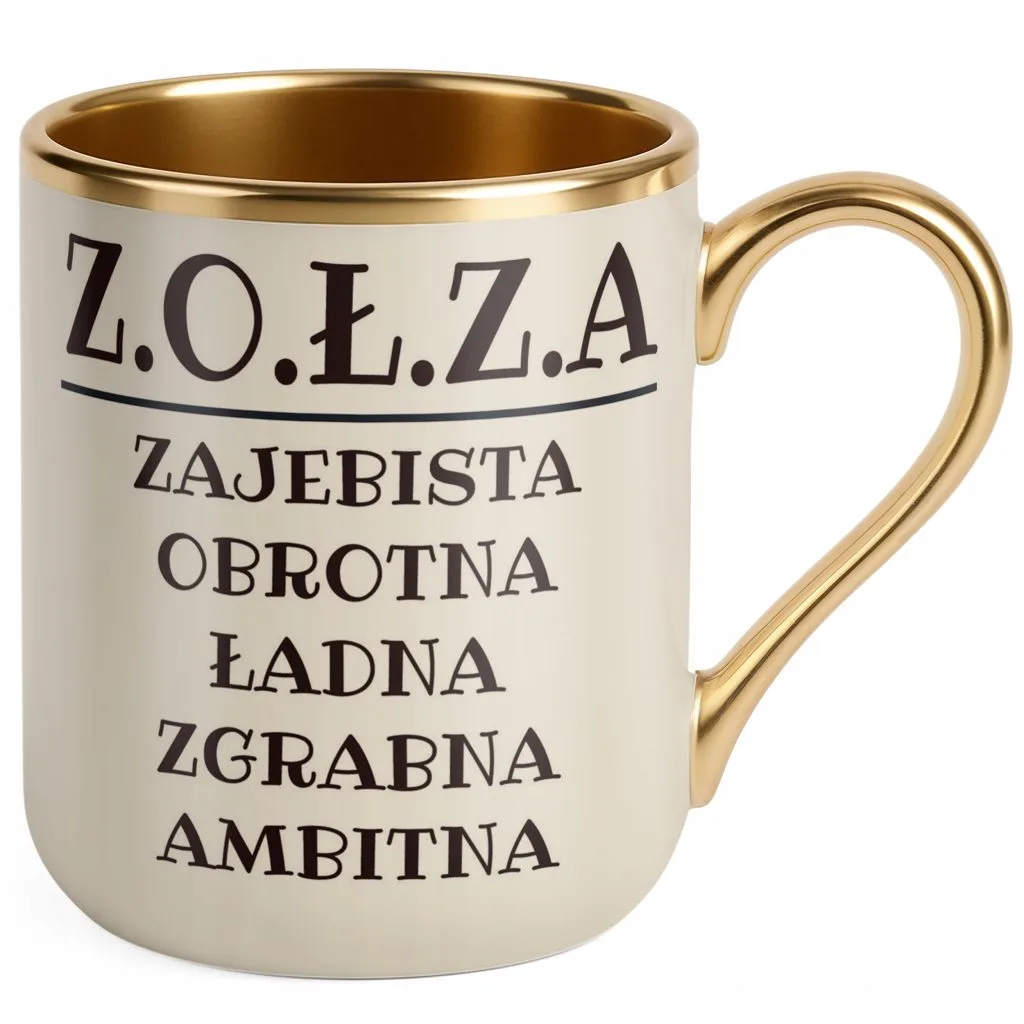 Kubek Premium Złoty Ecru Z.O.Ł.Z.A Dla Kobiety Śmieszny Prezent