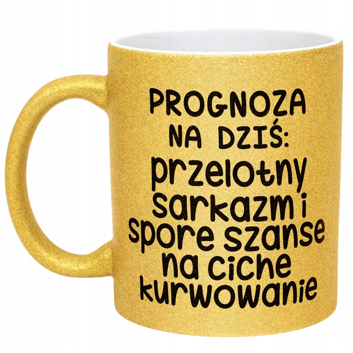 Złoty Kubek Brokatowy Progonoza Pogody Na Dziś Zabawny Prezent