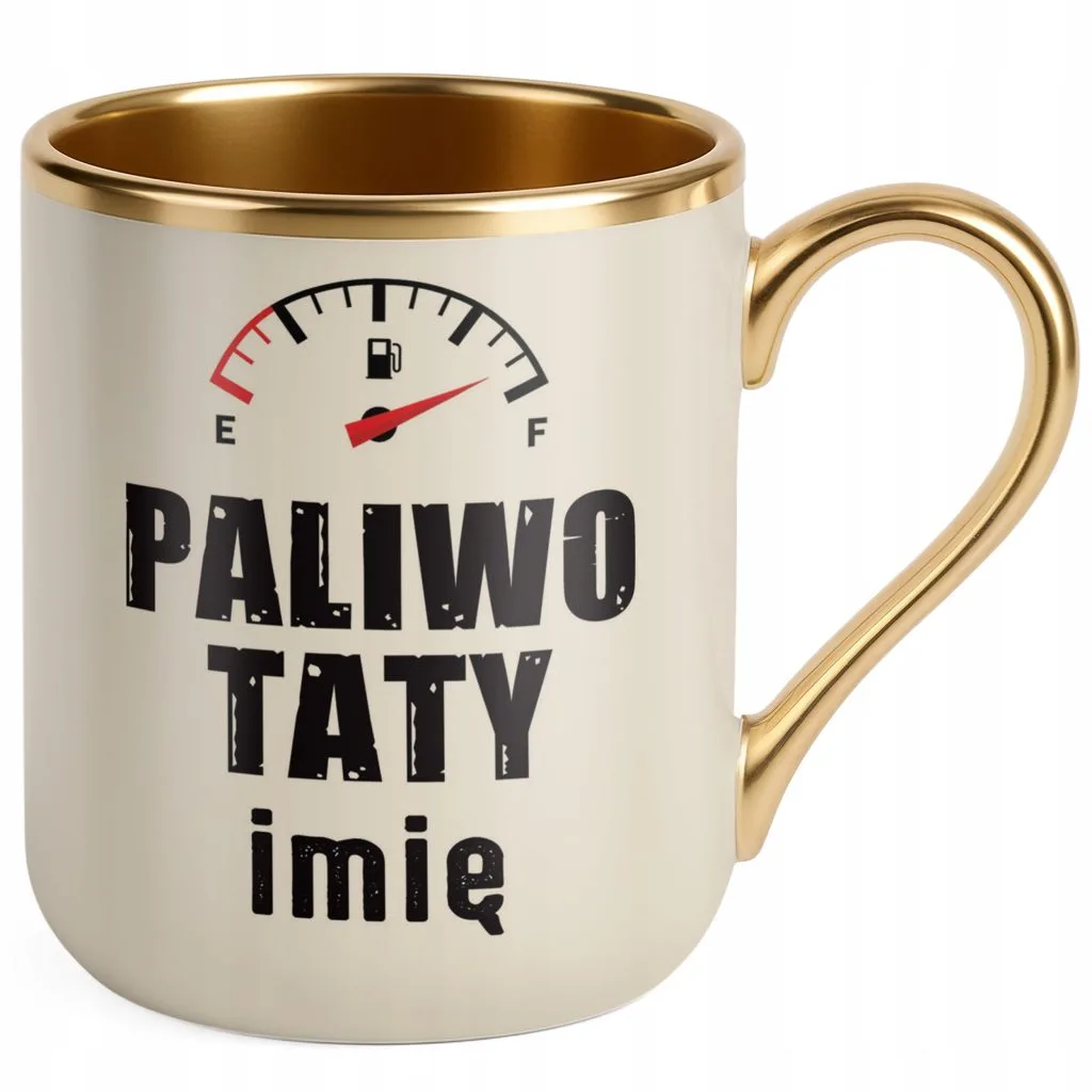 Kubek Premium Złoty Ecru Personalizowany Dzień Ojca Paliwo Taty