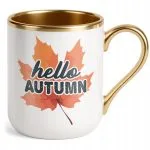 Kubek Premium Złoty Jesienny Jesień Hello Autumn Liść Prezent