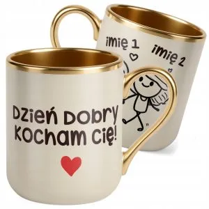 Kubki premium ecru ze złotym rantem