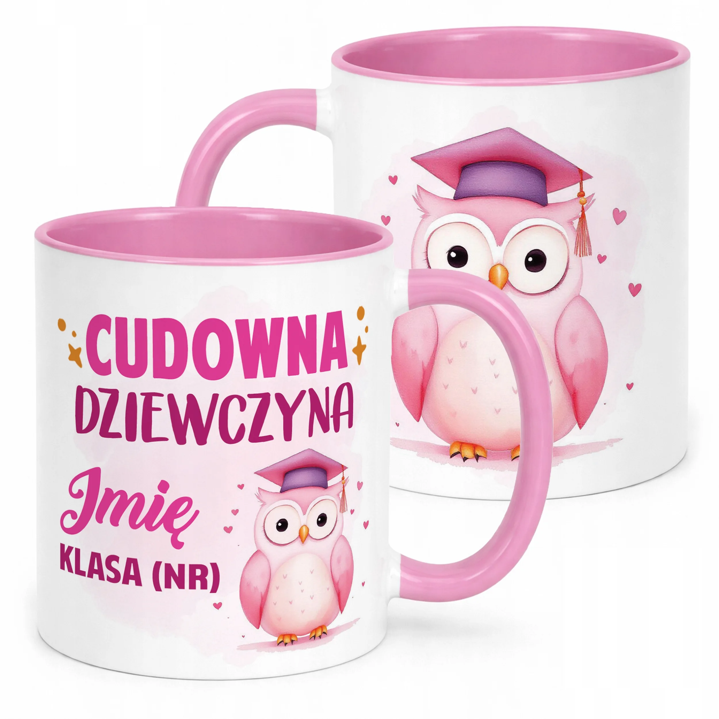 Kubek Różowy Z Imieniem Klasa Dzień Kobiet Dla Dziewczynki Prezent