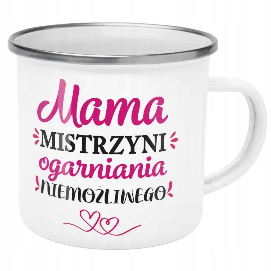 Emaliowany Kubek Garnuszek Dzień Matki Dla Mamy Prezent Mama Mistrzyni