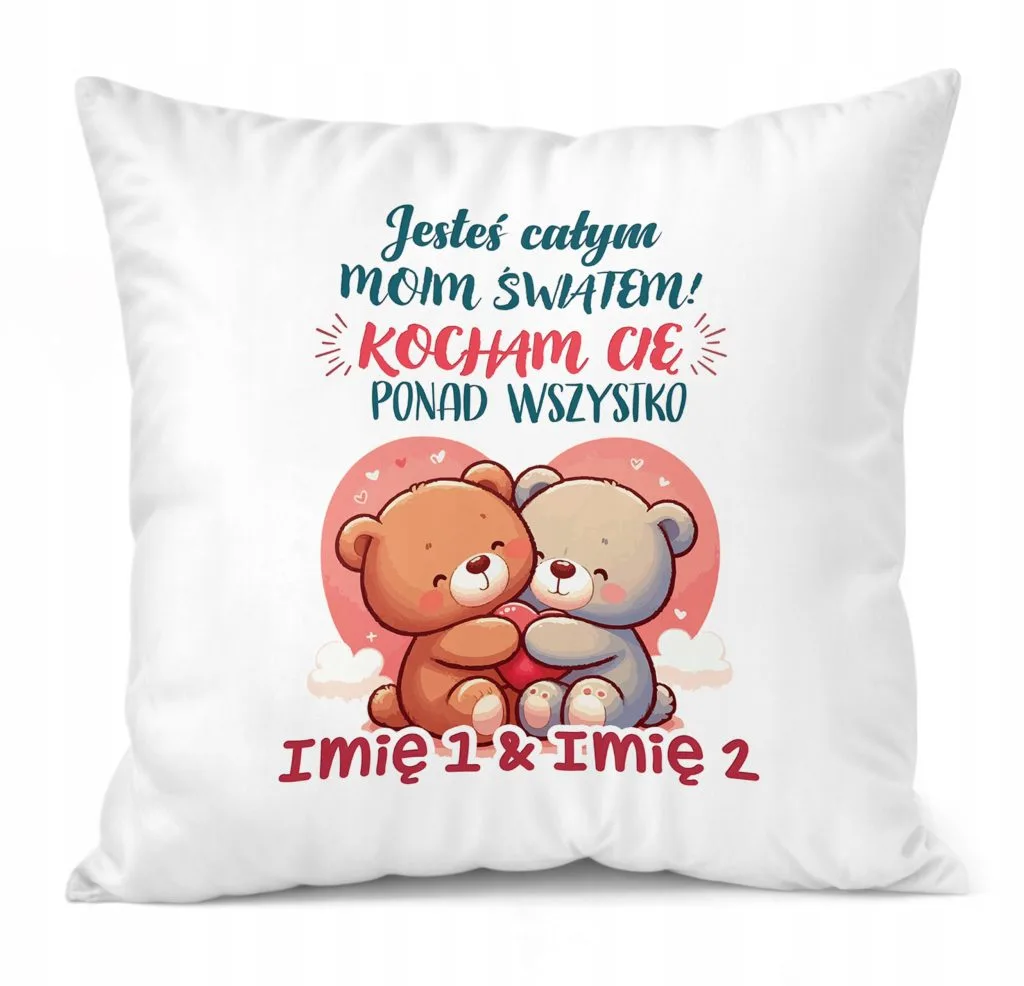 Poduszka 38x38cm Personalizowana na walentynki Z imionami Prezent
