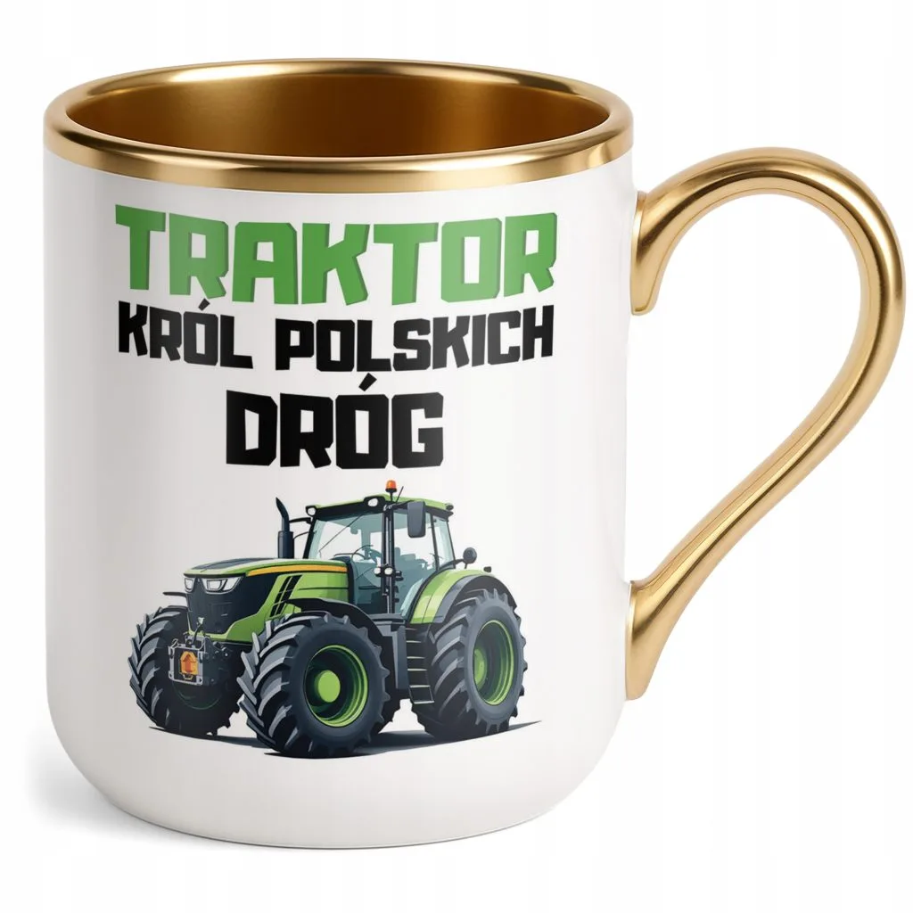 Kubek Premium Złoty Rolnik Dla Rolnika Traktor Zabawny Prezent