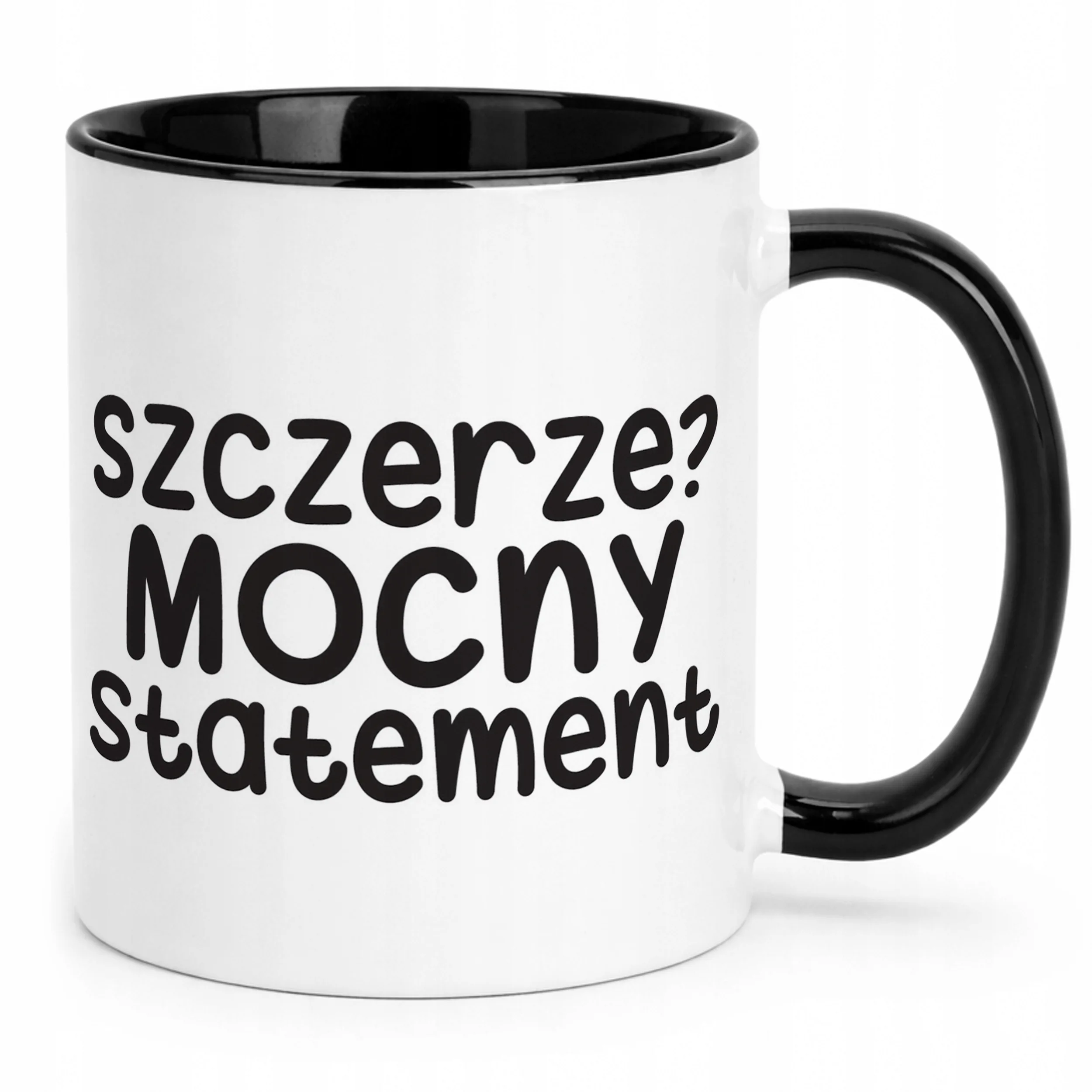 Kubek Czarny Szczerze Mocny Statement Śmieszny Zabawny Prezent