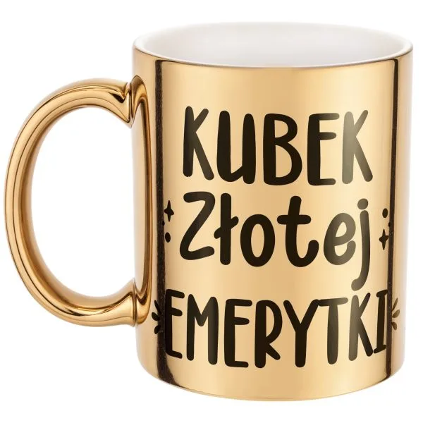 Złoty Kubek ceramiczny z okazji Emerytury Dla Emerytki Prezent Upominek