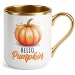 Kubek Premium Złoty Jesienny Jesień Hello Pumpkin Dynia Prezent