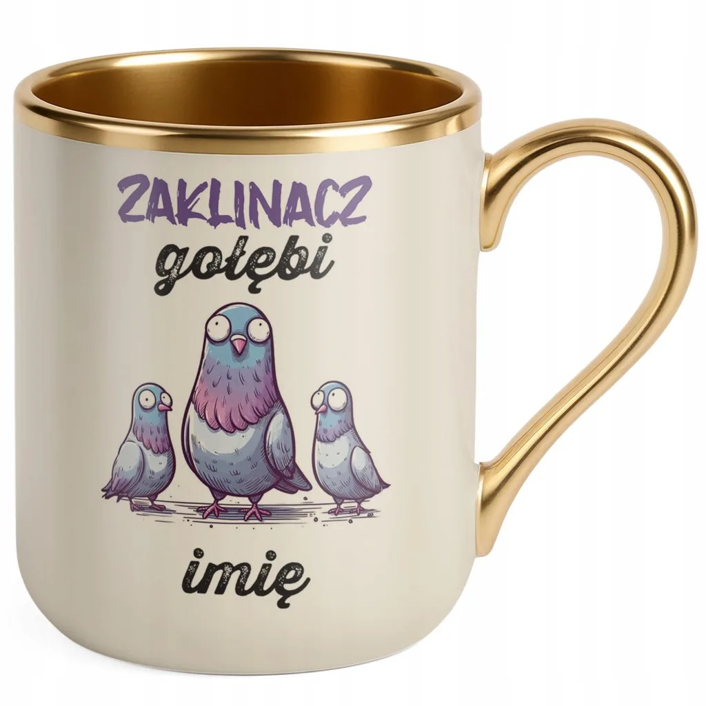 Kubek Premium Złoty Ecru Personalizowany Dla Gołębiarzy Dla Hodowcy