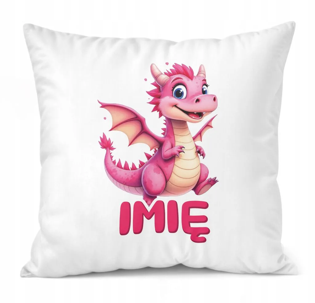 Poduszka 38x38cm Personalizowana Smok Zwierzak Słodki Dla Dzieci