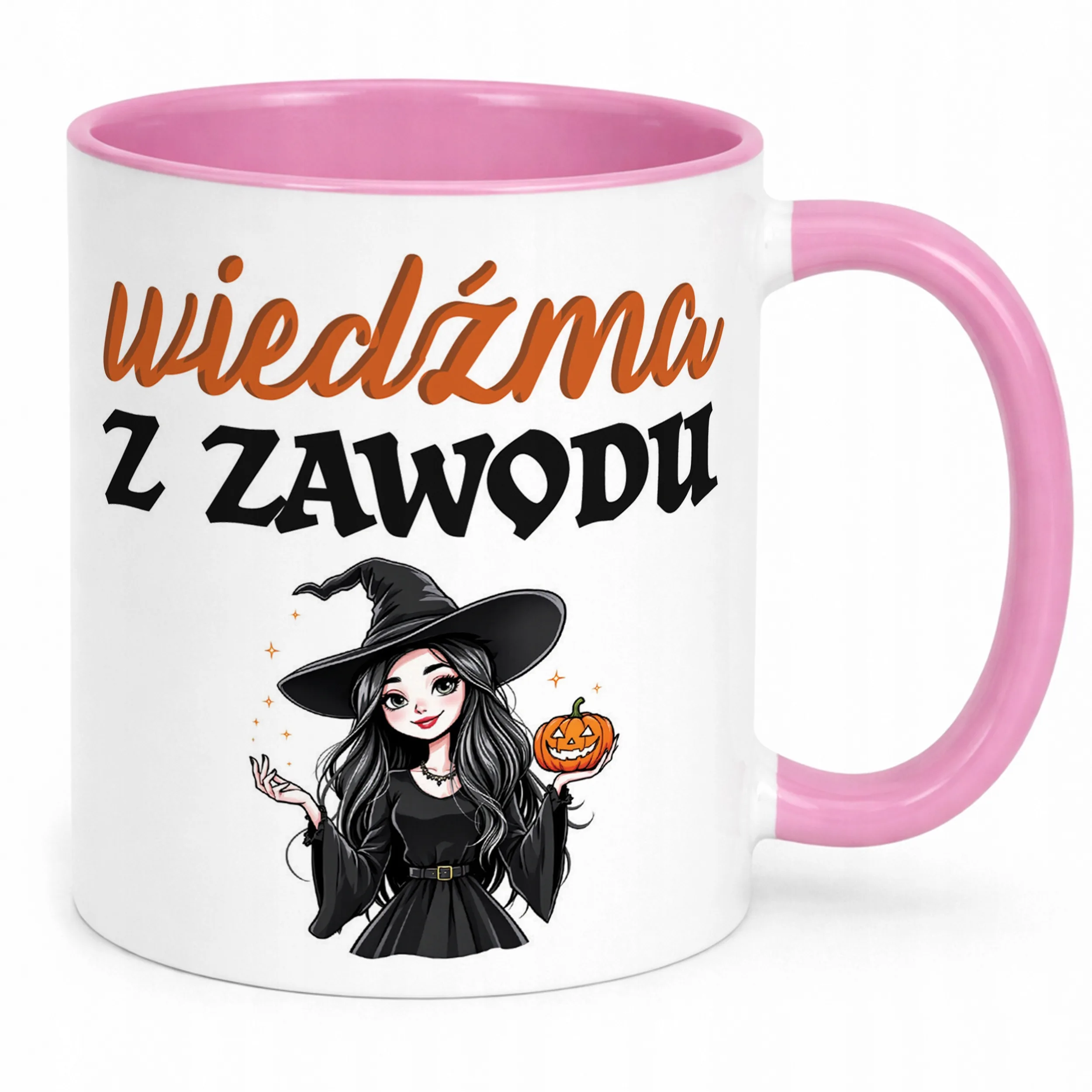 Kubek Różowy Halloween Wiedźma Z Zawodu Dla Kobiety Prezent Upominek