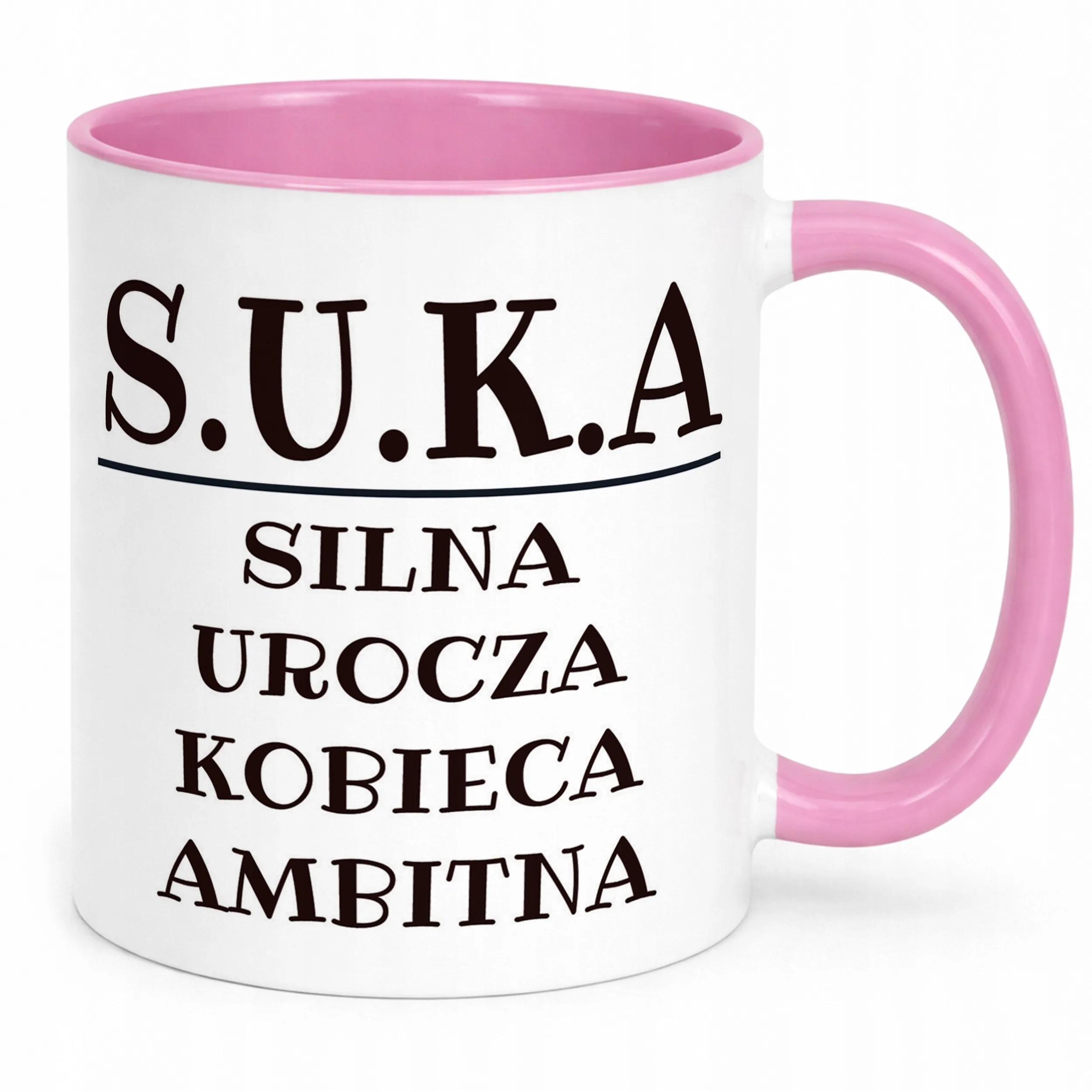 Kubek Różowy S.U.K.A Dla Kobiety Śmieszny Zabawny Prezent