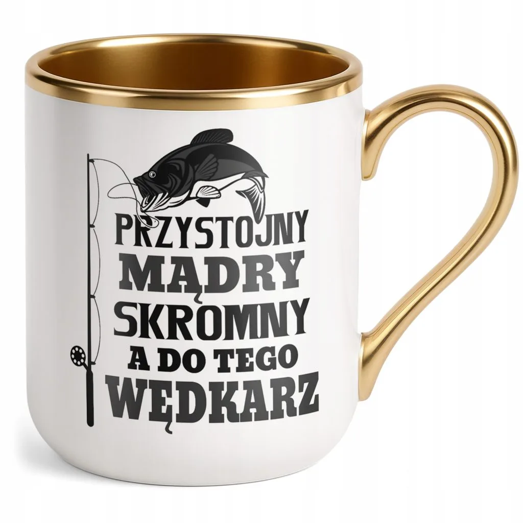 Kubek Premium Złoty Dla Wędkarza Wędkowanie Ryby Zabawny Prezent
