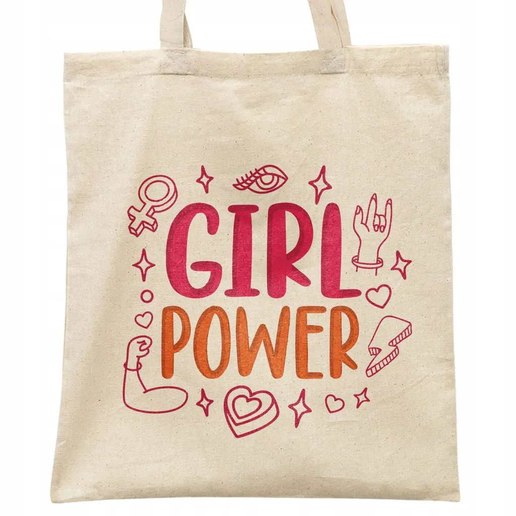 Torba bawełniana na zakupy prezent na Dzień Kobiet Girl Power Upominek