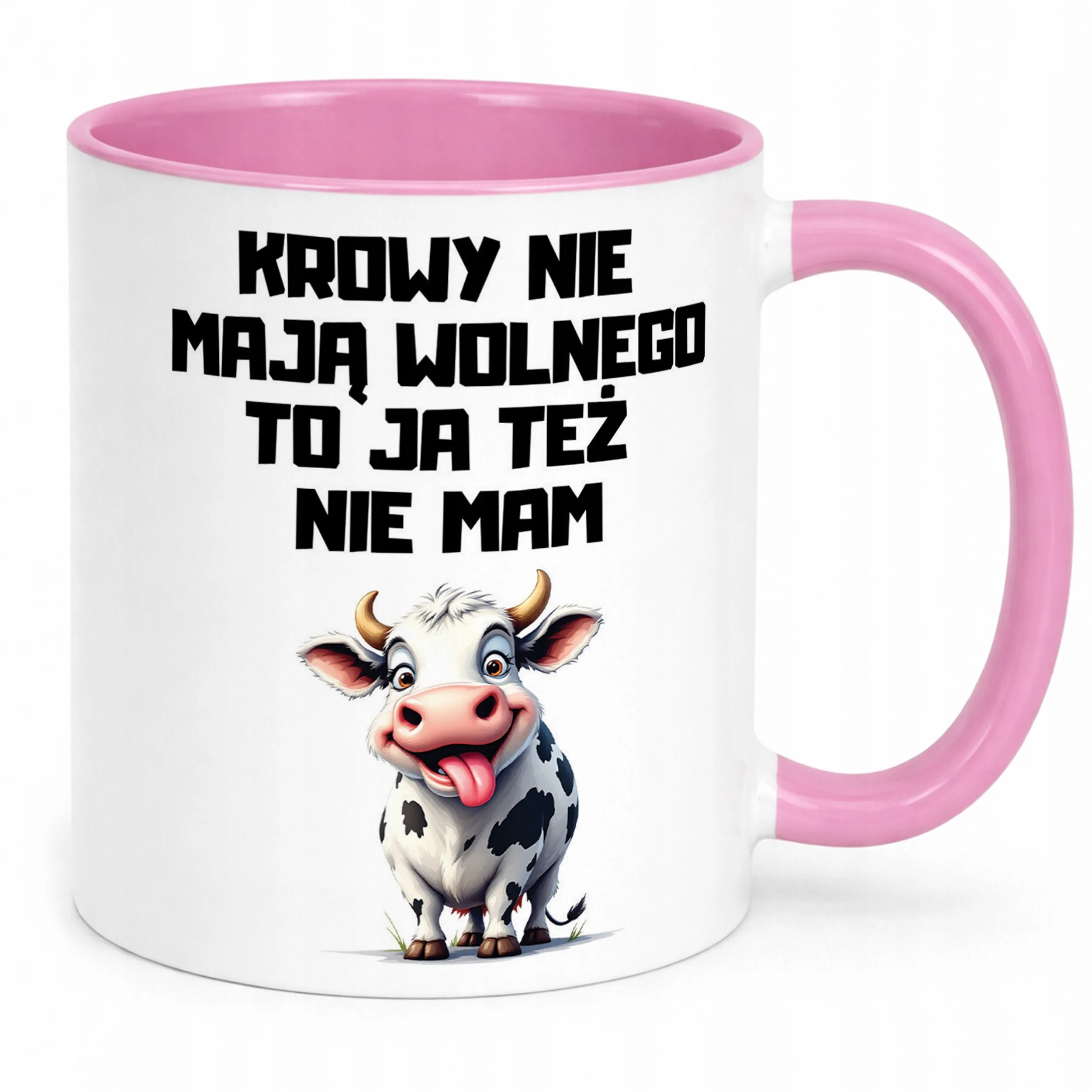Kubek Różowy Rolnik Dla Rolnika Krowa Zabawny Prezent Upominek