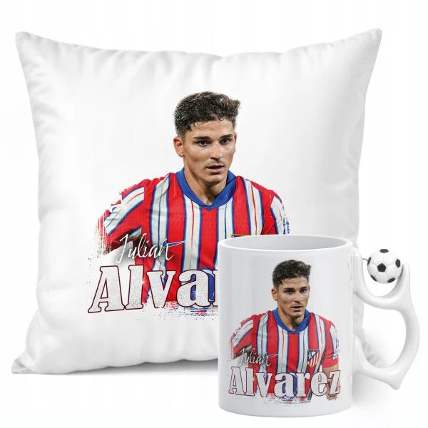 Zestaw Kubek Piłkarski + Poduszka Álvarez Atlético Madryt