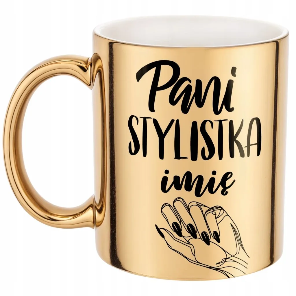 Złoty Kubek Personalizowany Pani Stylistka Dla Stylistki Paznokci Prezent