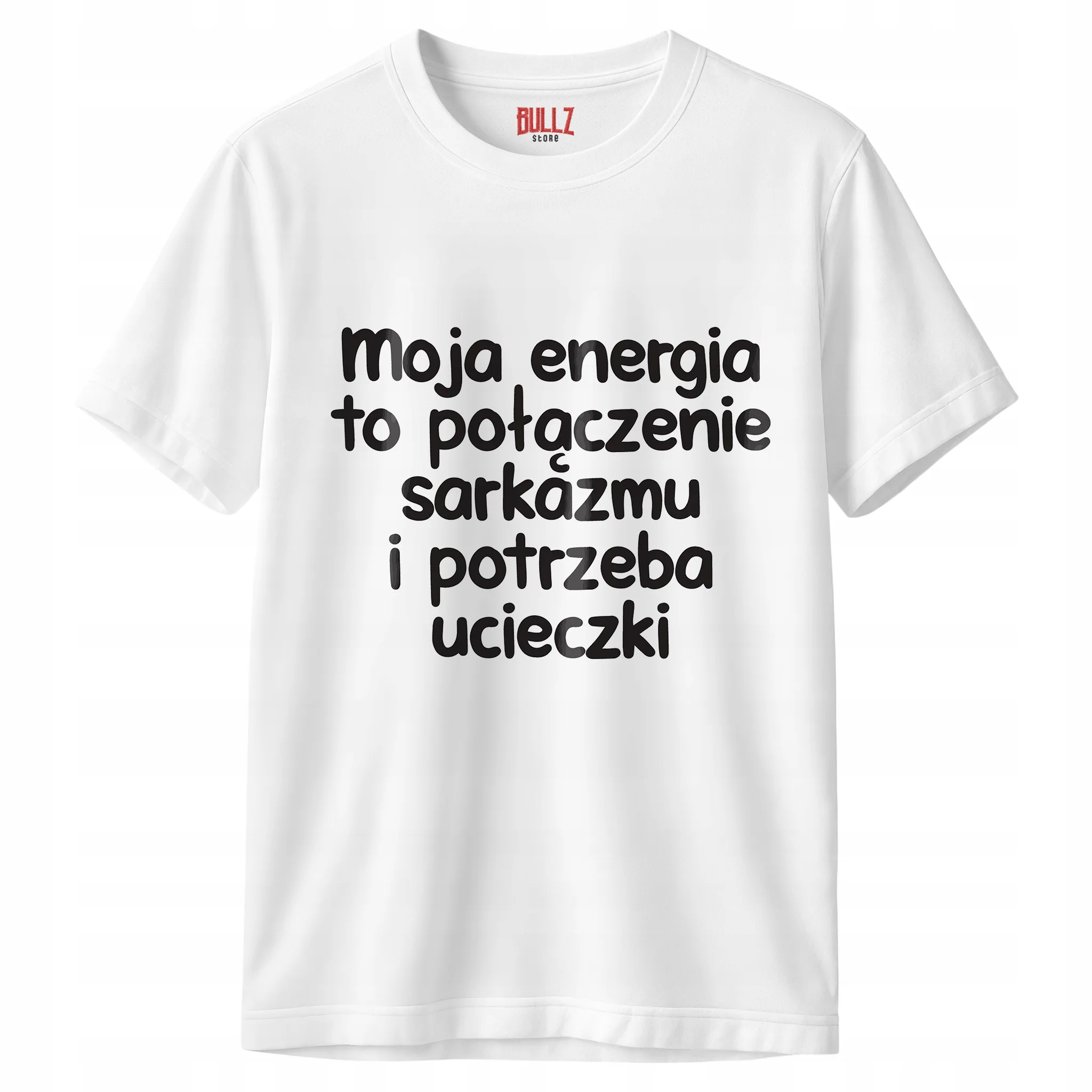 Koszulka biała męska Moja Energia To Połączenie Zabawny Prezent
