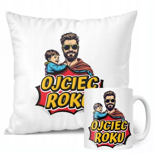 Zestaw Kubek + Poduszka Dzień Ojca Dla Taty Ojciec Roku Prezent