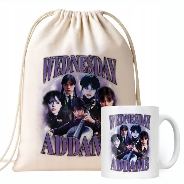 Zestaw Kubek + Plecak Nevermore Wednesday Addams Dla Fanów Prezent