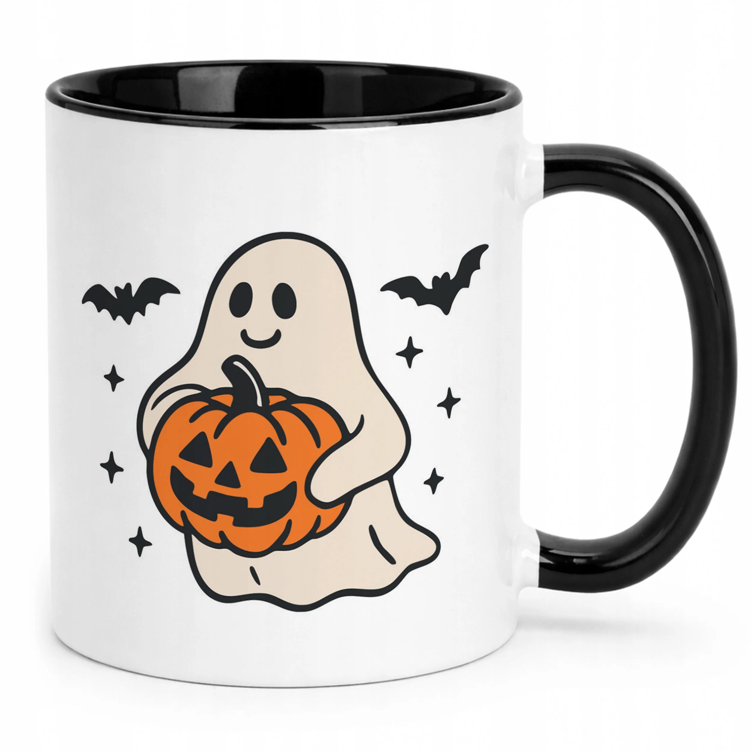 Kubek Czarny Halloween Jesień Dynia Duch Prezent Upominek