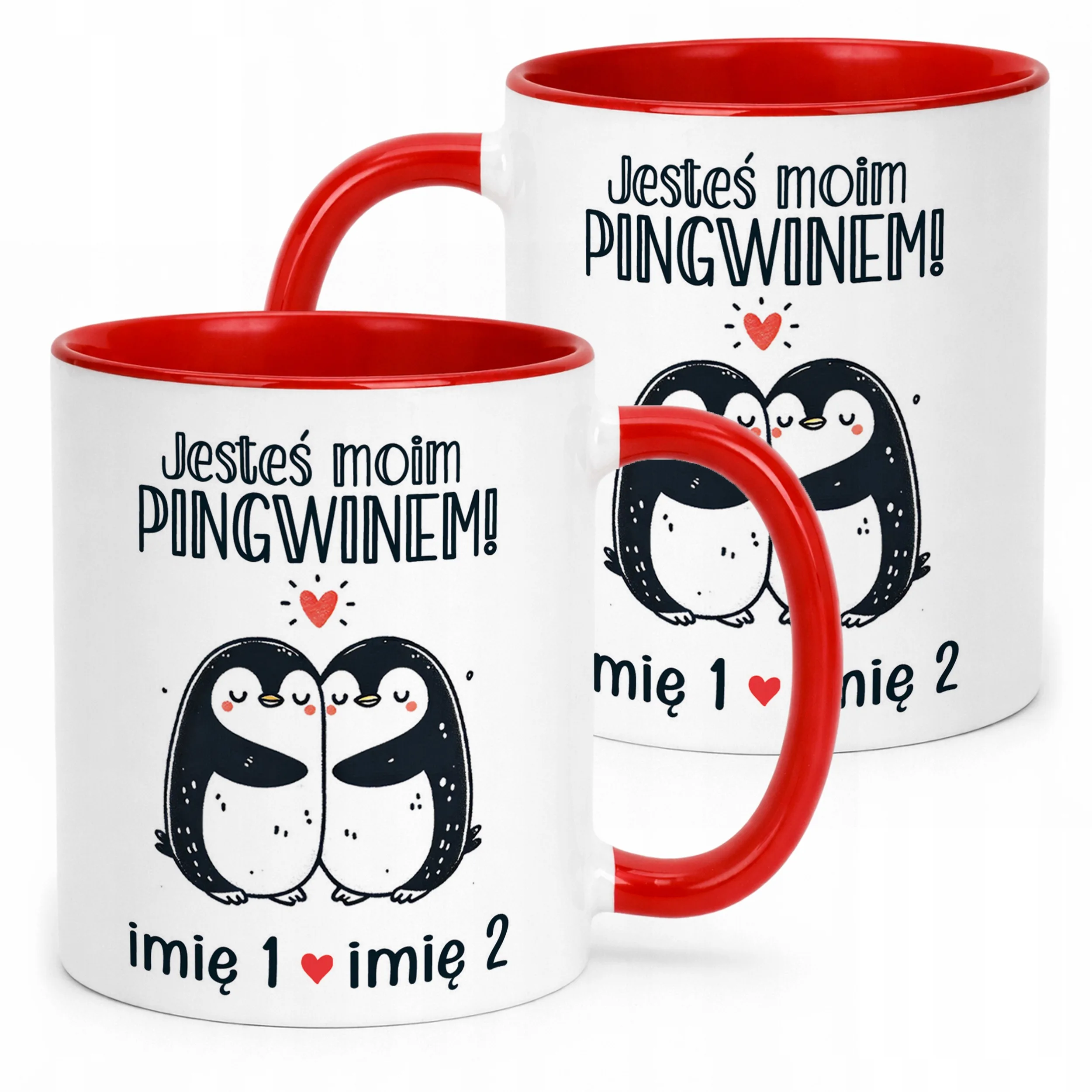 Kubek Czerwony Personalizowany Serce Walentynki Prezent Upominek