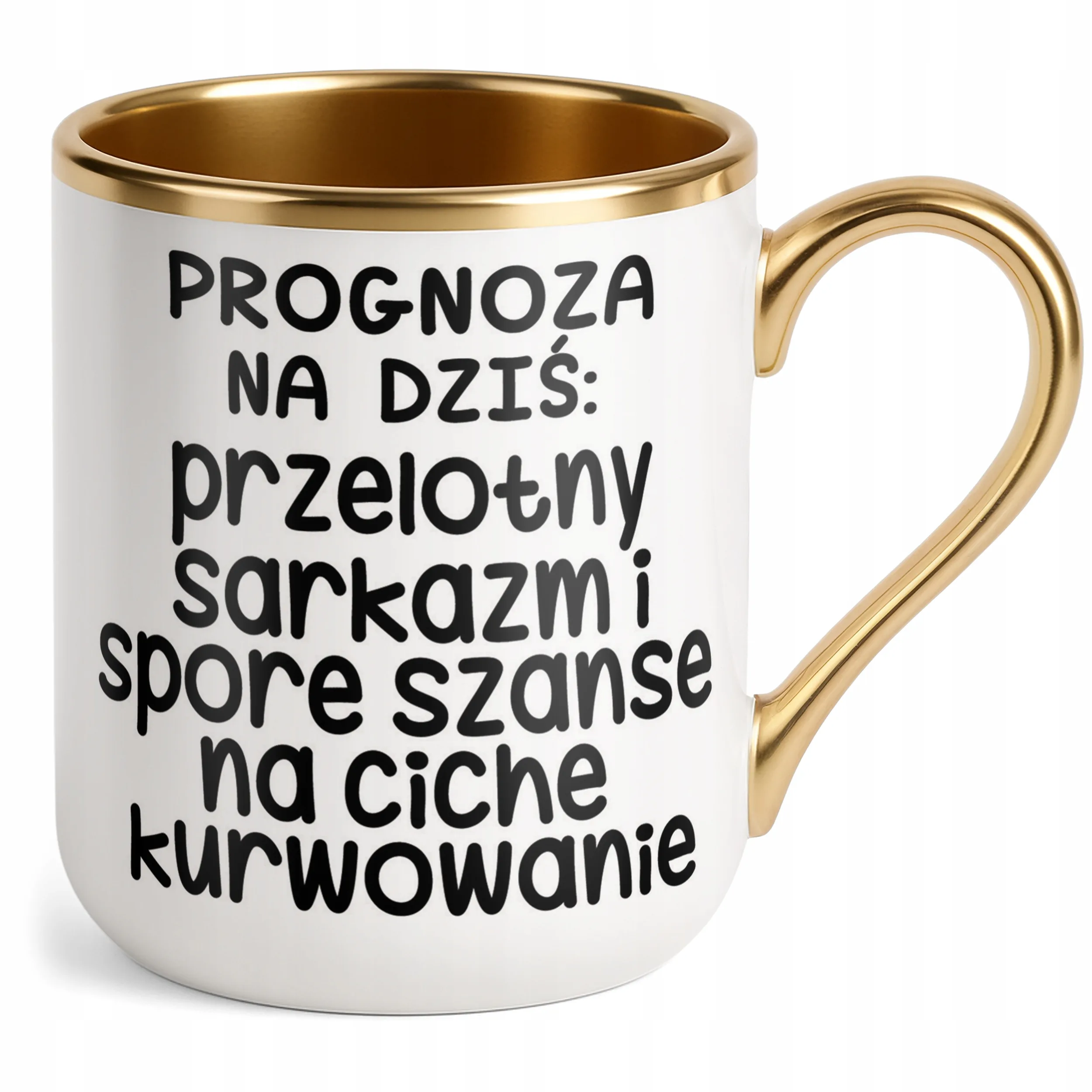 Kubek Premium Złoty Progonoza Pogody Na Dziś Śmieszny Zabawny Prezent