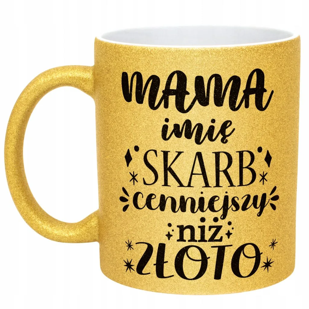 Złoty kubek brokatowy Personalizowany Dzień Matki Dla Mamy Prezent