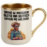 Kubek Premium Złoty Ecru Rolnik Dla Rolnika Traktor Zabawny Prezent