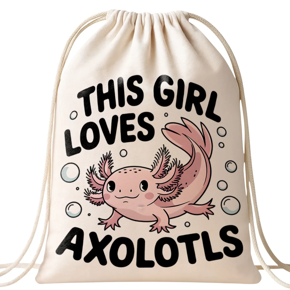 Plecak worek bawełna ecru fana Aksolotl Axolotl Mine craft Różowy Trend