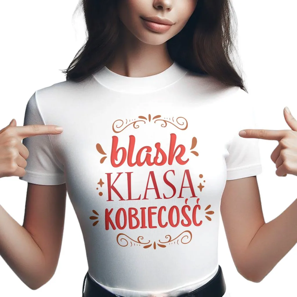 Koszulka Damska T-shirt Na Dzień Kobiet Prezent Blask Kobiecość Klasa